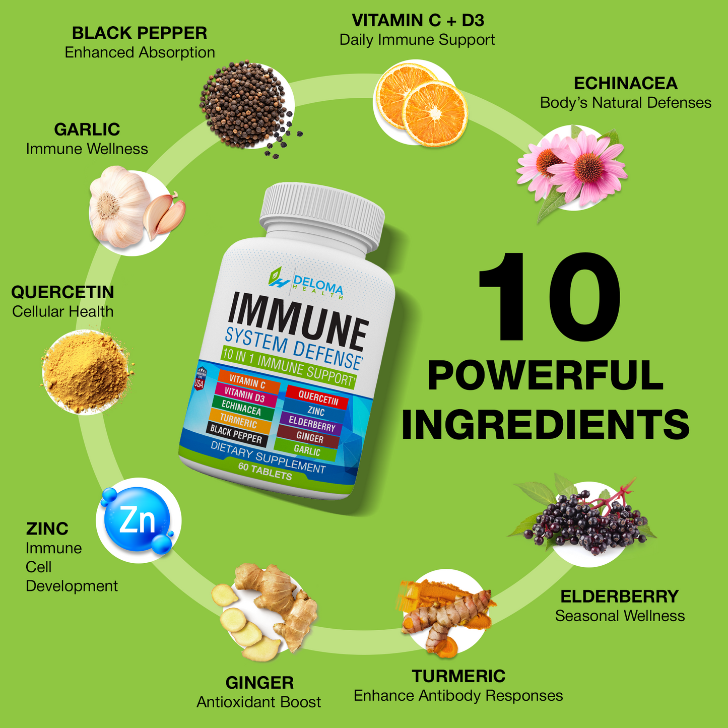 10 in 1 Immune System Defense and Support Supplement